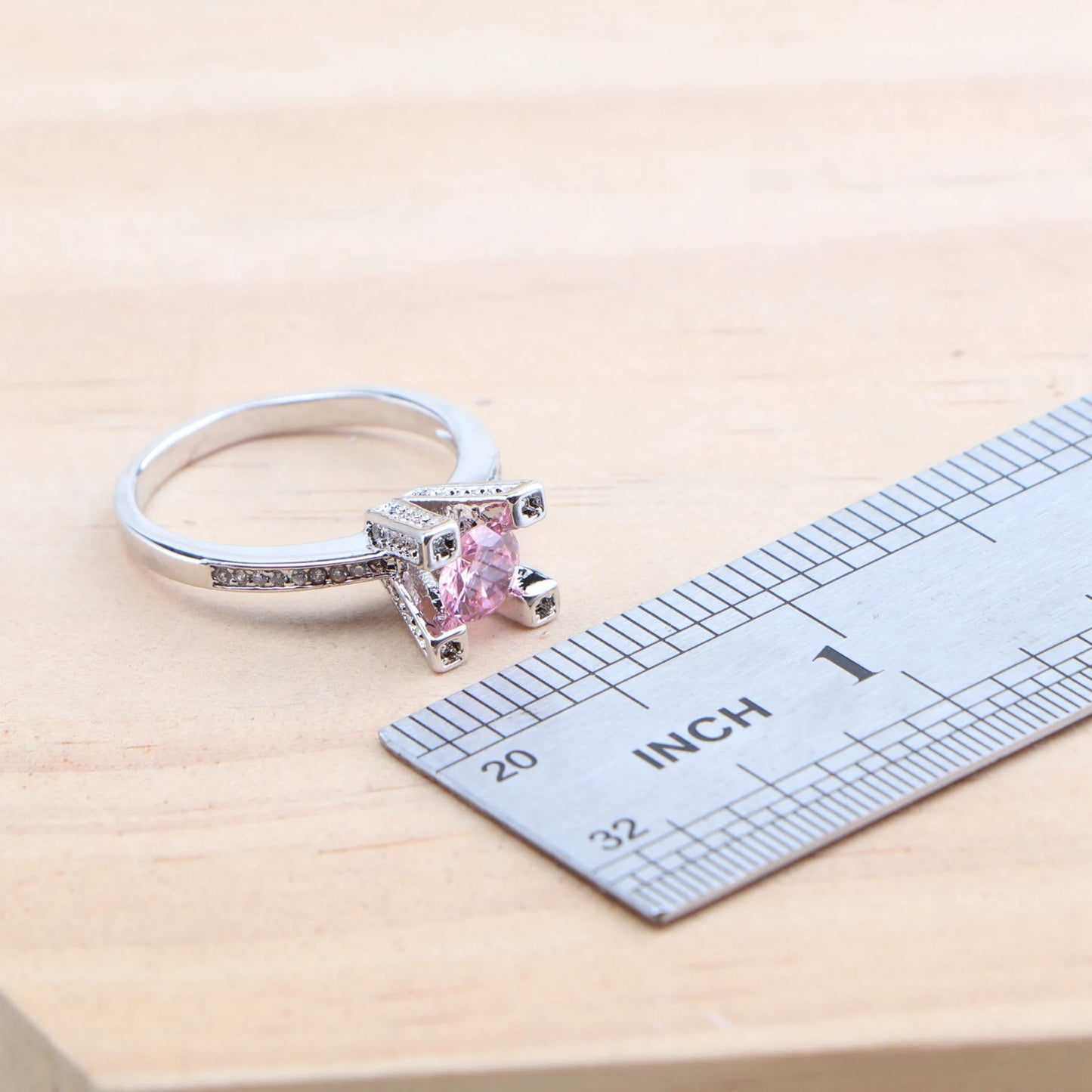 Pink Zircon Bridal Jewelry Sets For Women Bracelets Earrings Rings Pendant Wedding Necklace Set