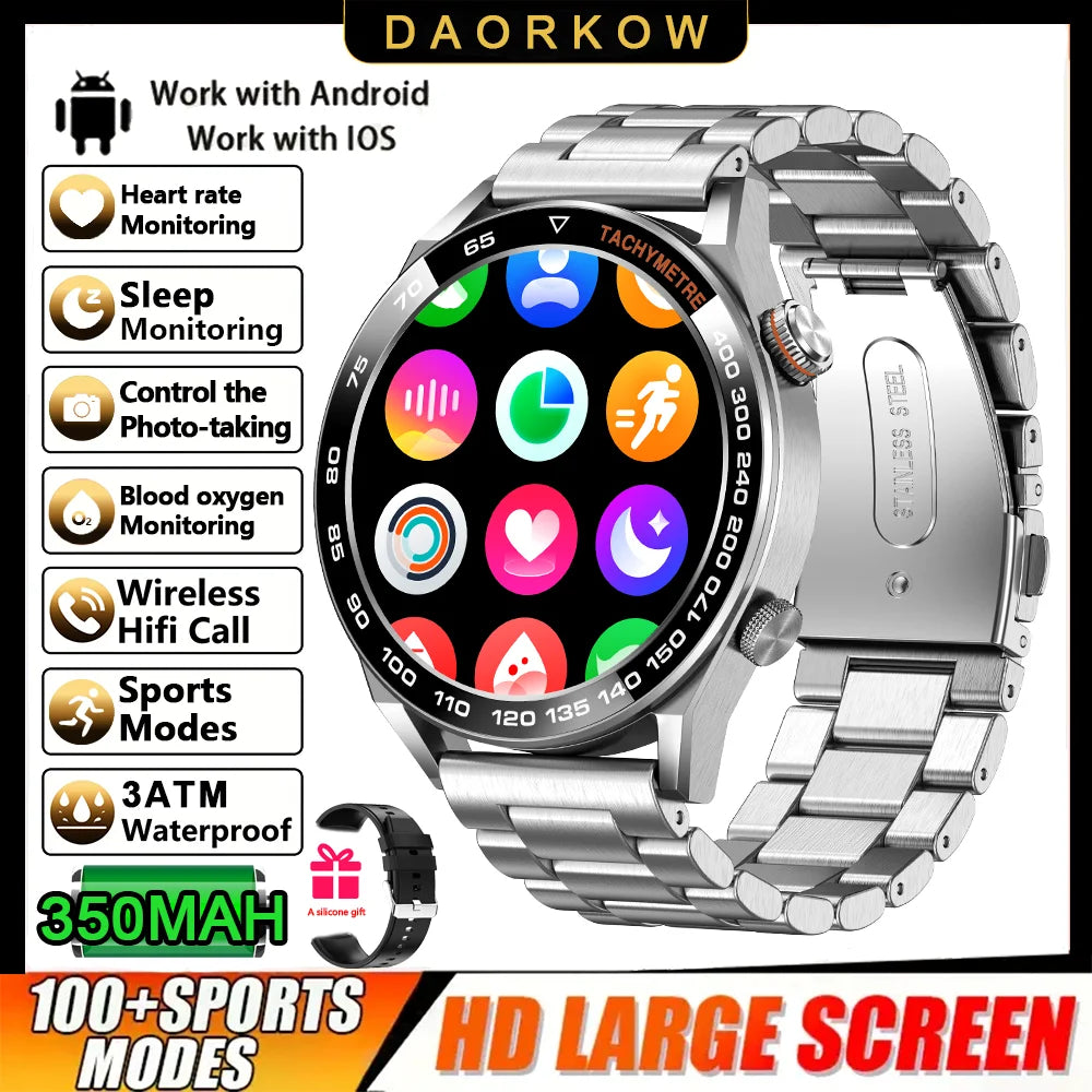 2026 New Smart Watch Men 1.5 inch Bluetooth Call Heart Rate Health 107+ Sports Fitness Watch Waterproof Business Man Smartwatch