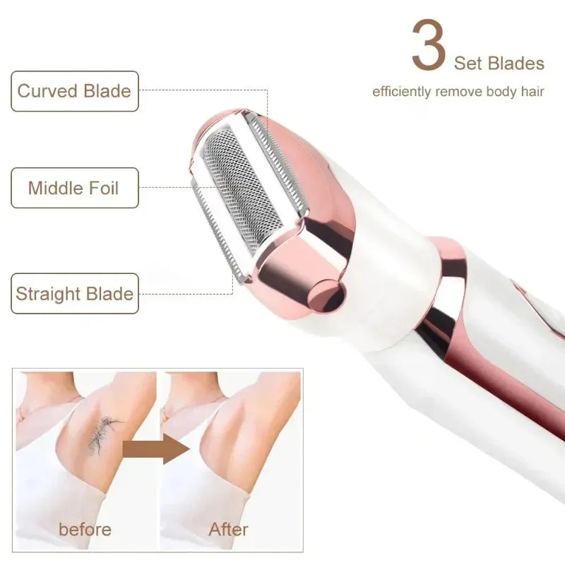 Electric Shaver for Intimate Care of Women's 4in1 Armpit Hair Private Area Pubic Hair Trimmer