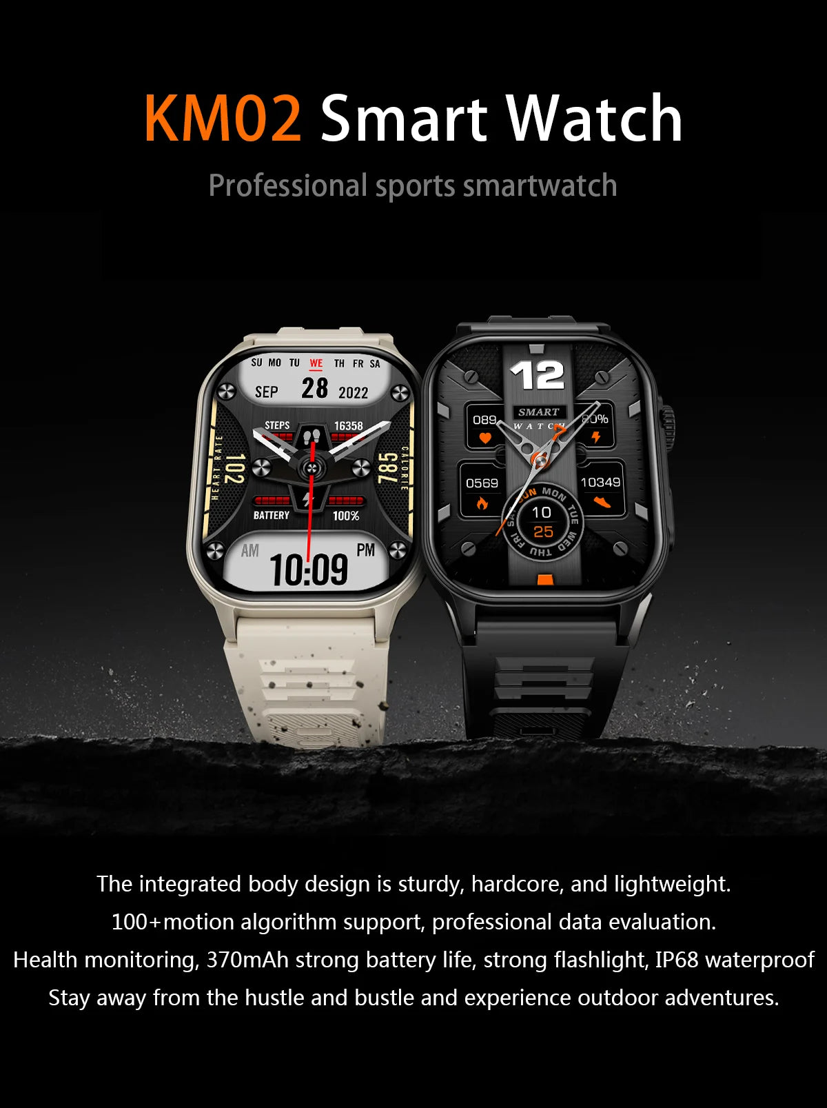 Unisex Smart Watch Flashlight 2.01" HD Large Screen AI Voice Bluetooth Call Sport And Health Monitor