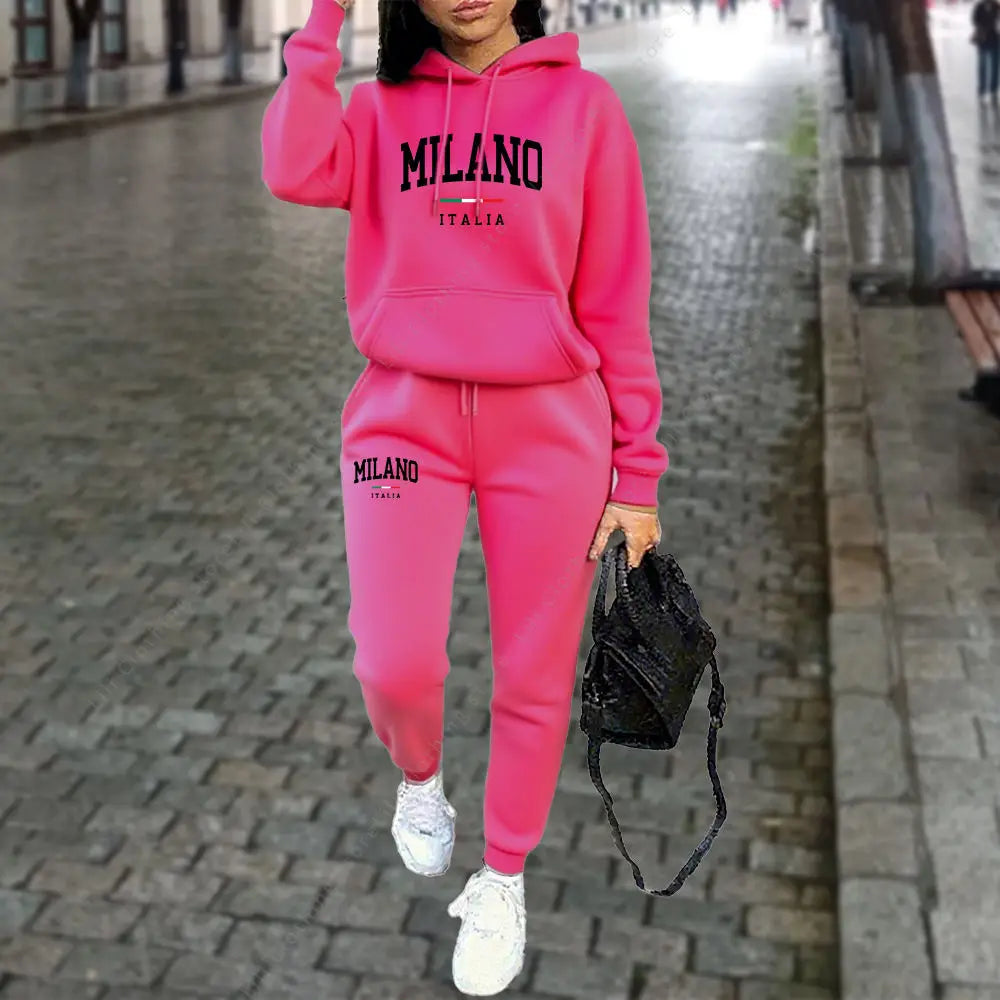 Women's Sets 2pcs Hoodies Outfits  MILANO Letter Print Tracksuit