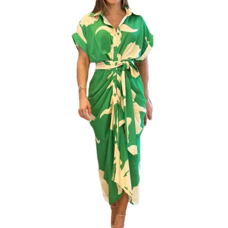Belt Elegant Long Skirt Summer Sexy Party  Dress