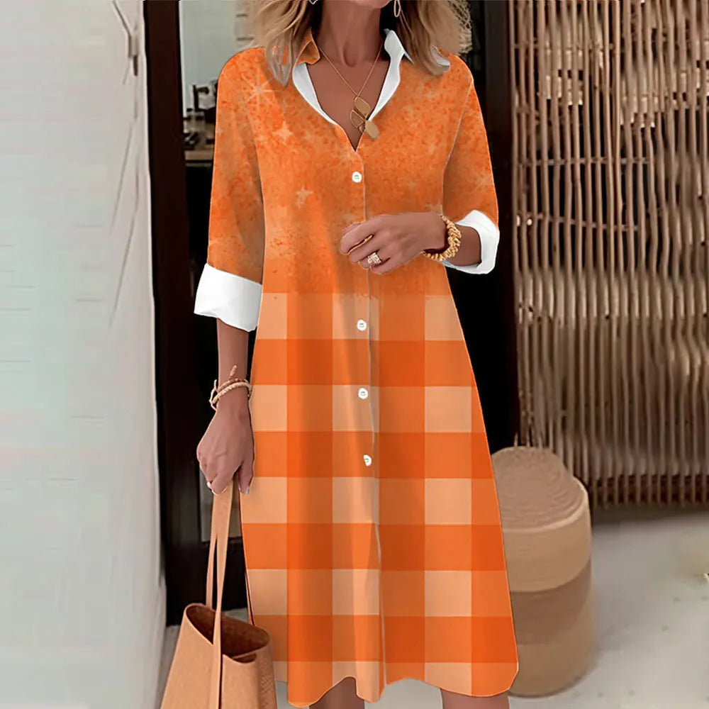 Women's Long Sleeve Botton Dress