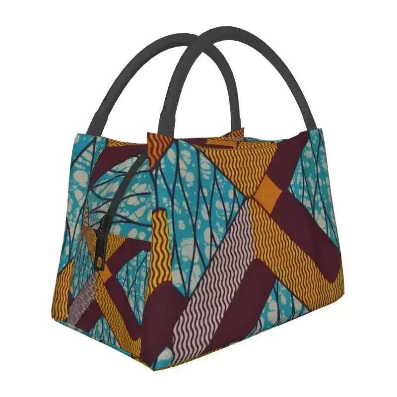 Ankara Print Insulated Lunch Bag for African Pattern Wax Design