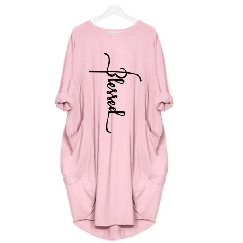 Short Sleeve  Round Neck Pockets Sexy Female Dress