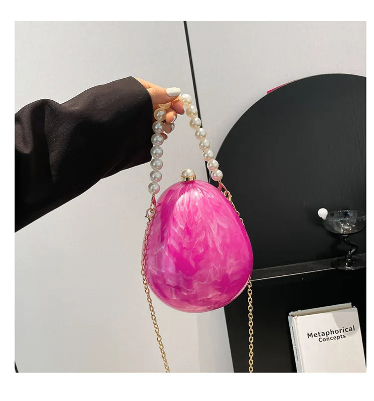 New acrylic eggshell bag 2025 fashion niche design women's messenger bag portable dinner bag