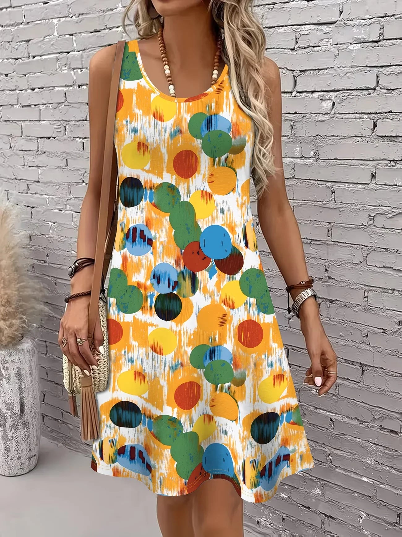 Round neck dress Floral Print Sleeveless Summer Dress
