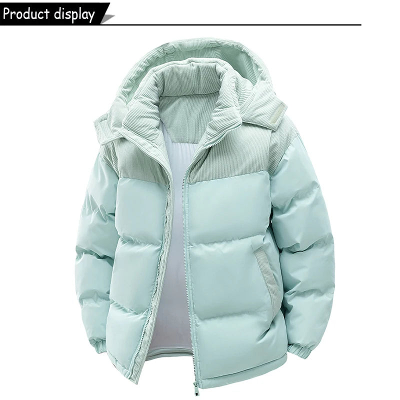 Winter  Outdoor Removable Hooded Windbreak Jacket  Warm Solid Jacket For Men