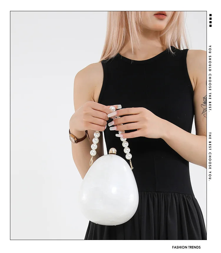 New acrylic eggshell bag 2025 fashion niche design women's messenger bag portable dinner bag