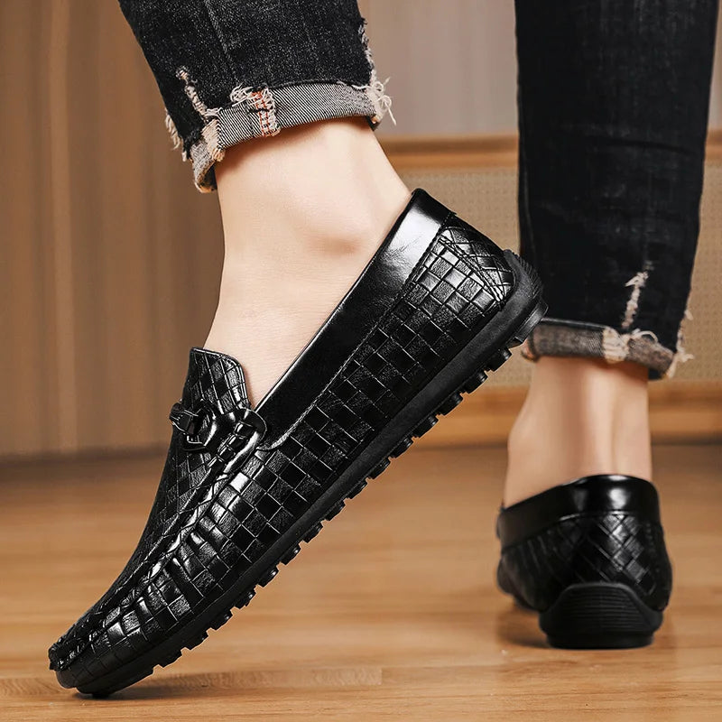 High Quality Men Loafers  Leather Shoes Slip on Flats Comfortable  Lightweight Walkingand  Driving Shoes