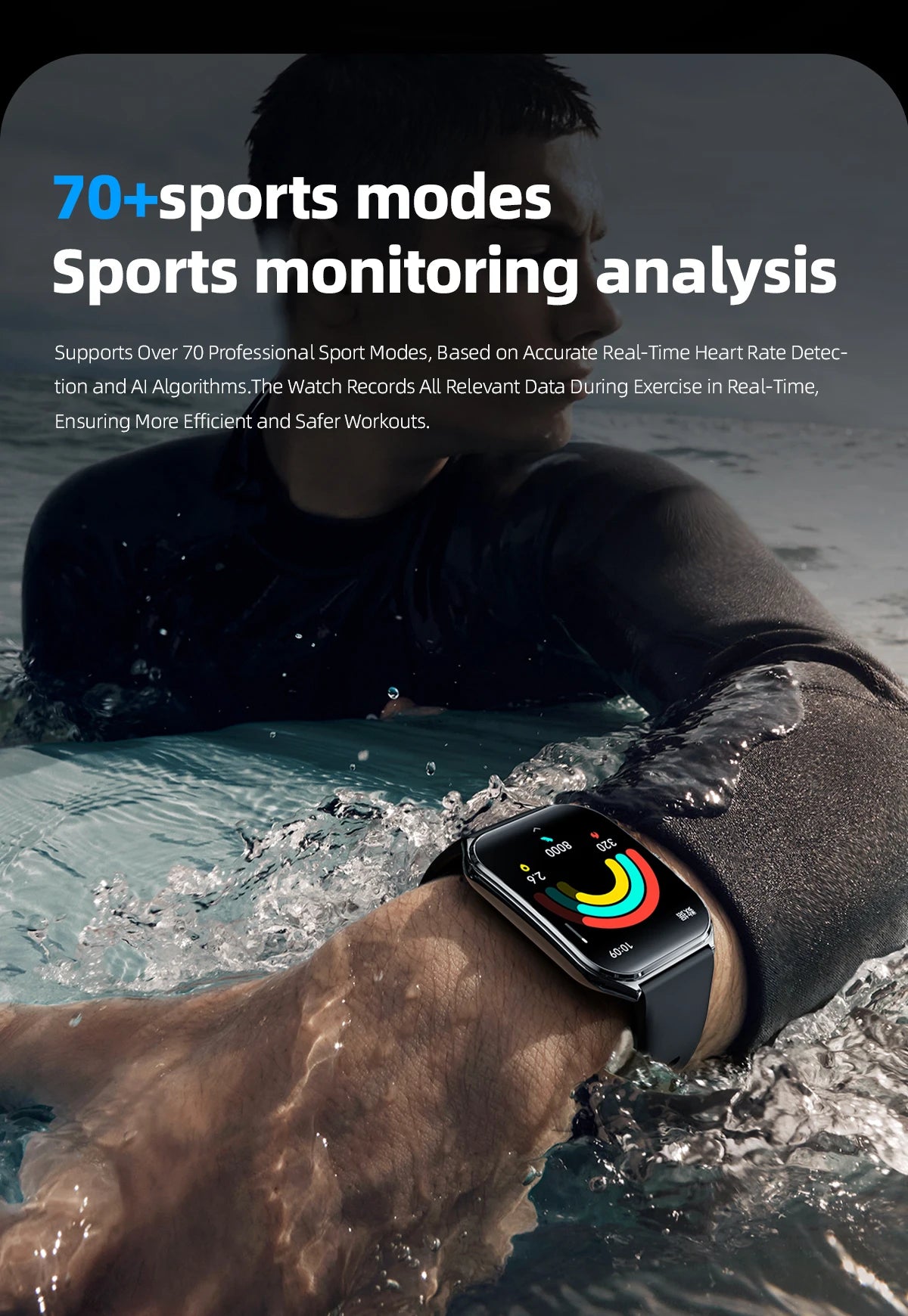 New Ultra Thin Smart Watch 1.96" AMOLED HD Pixel Display Always Show Time BT Call Reminder