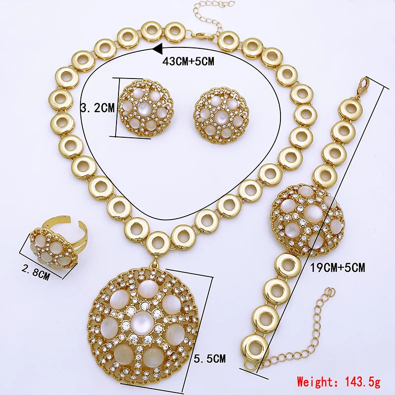 Italian Luxury Design Jewelry Set Party Set, Classic Blue Round Pendant Necklace