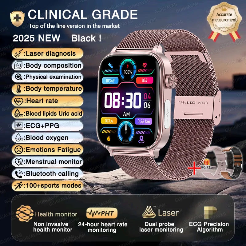 New ECG+PPG AI Health Diagnose Smart Watch Men And Women, Blood Lipid BP Uric Acid Heart rate Tracker