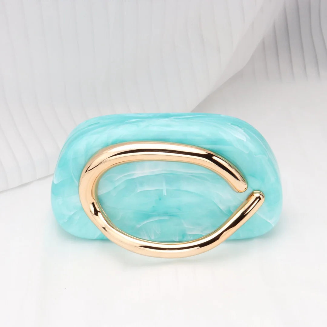 Trendy Acrylic Clutch Purses Metal Handle Purse Women's Evening Bag for Weddings Lady Parties Skin-Touch Coating Handbag