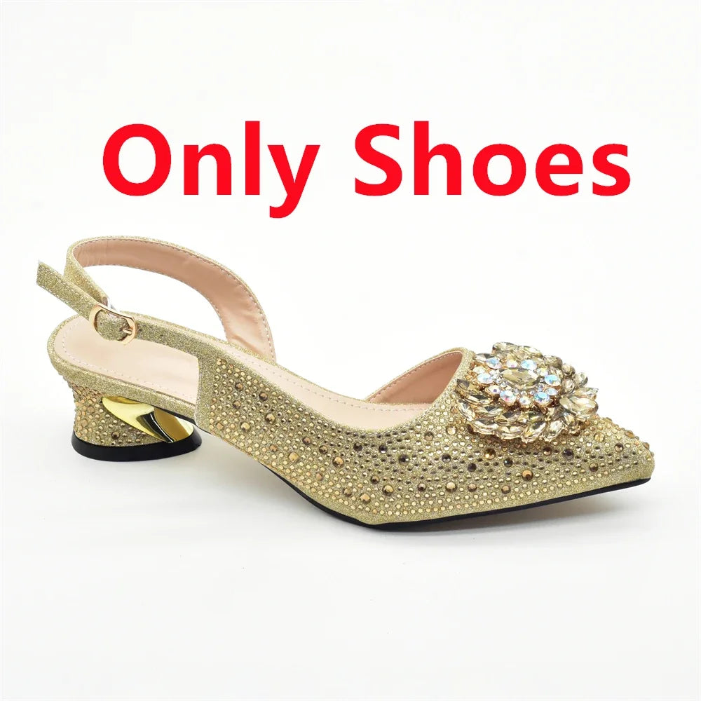 Luxury Designer Silver Italian Matching Shoes and Bag Set