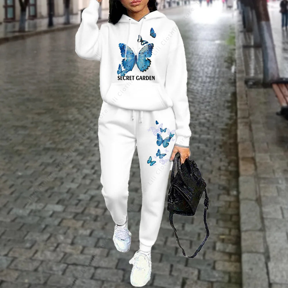 Women Tracksuit Hoodies Two Piece Sweatshirt  Jogging Sports  Outfits