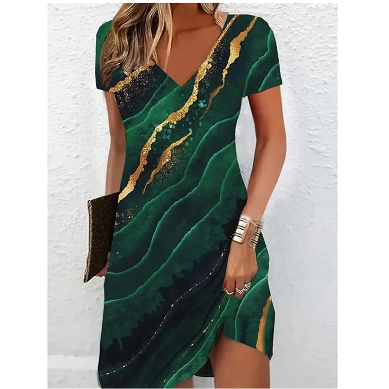 Marble Pattern Oversizd Casual Elegant Dress