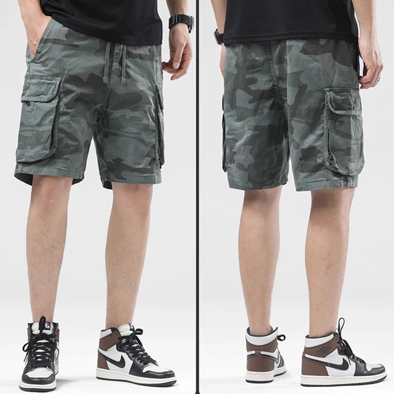 Outdoor Leisure Camouflage Comfortable Shorts For Men Elastic Waist Loose Straight High-Quality