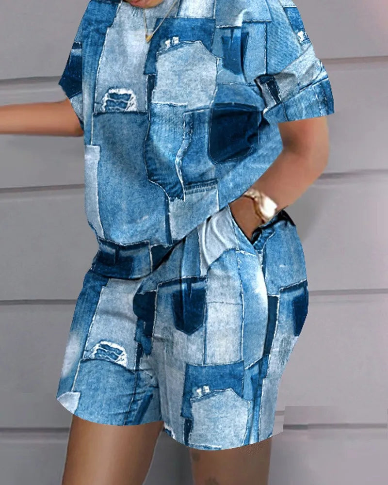 Summer Luxury T-shirt+Shorts 2 Piece Sets  Soft Jogging Tracksuit