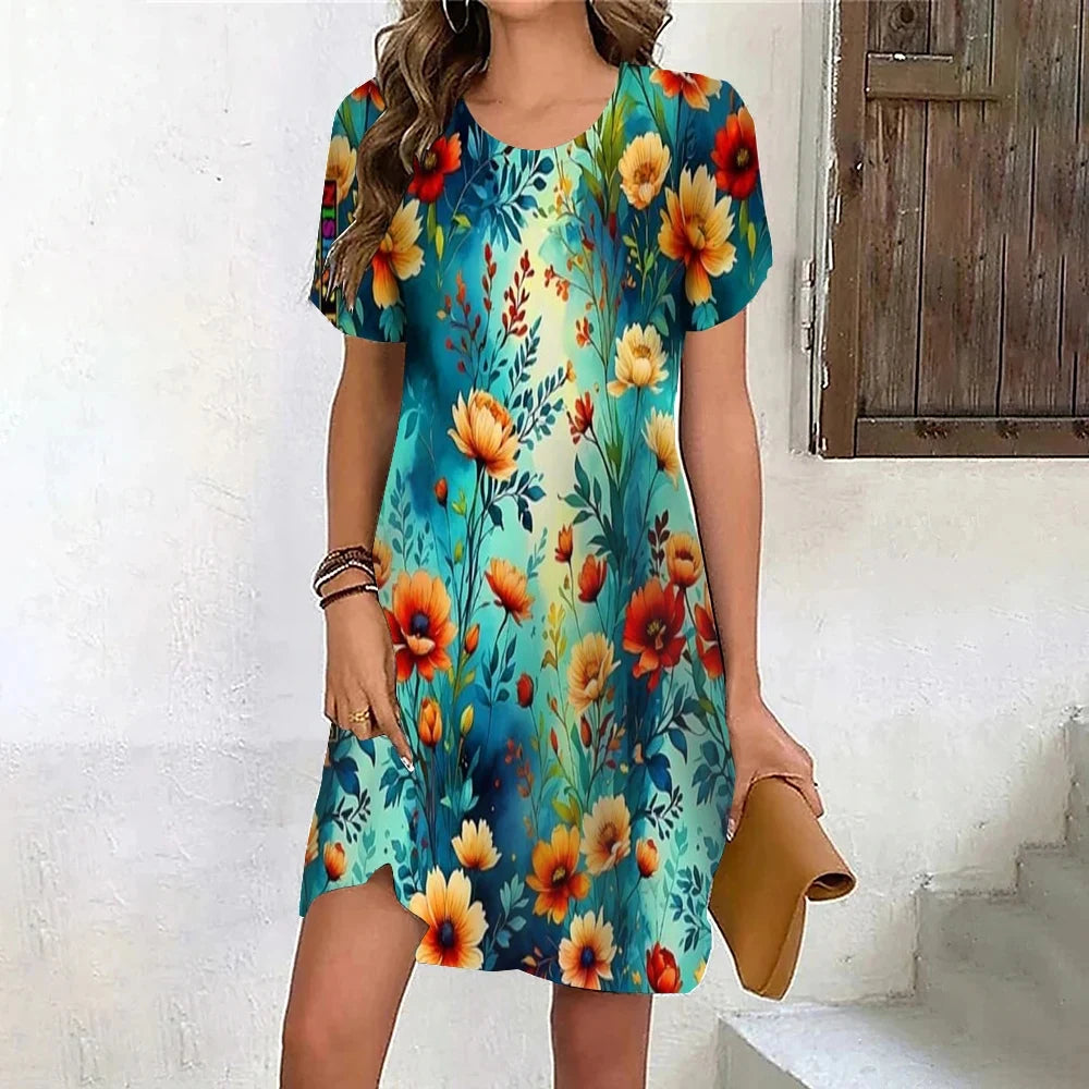 Summer ladies fashion short sleeve dress