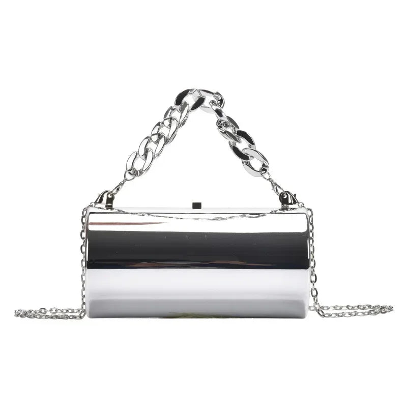 Women's Handbag Bags For Women 2026 Party Clutches Fashion Cylinder Mini Evening Purse Crossbody Shoulder Bag Gold Box Clutch