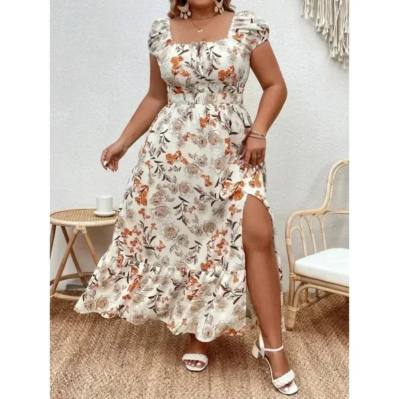 Outdoor Flower Casual Long Party Dress