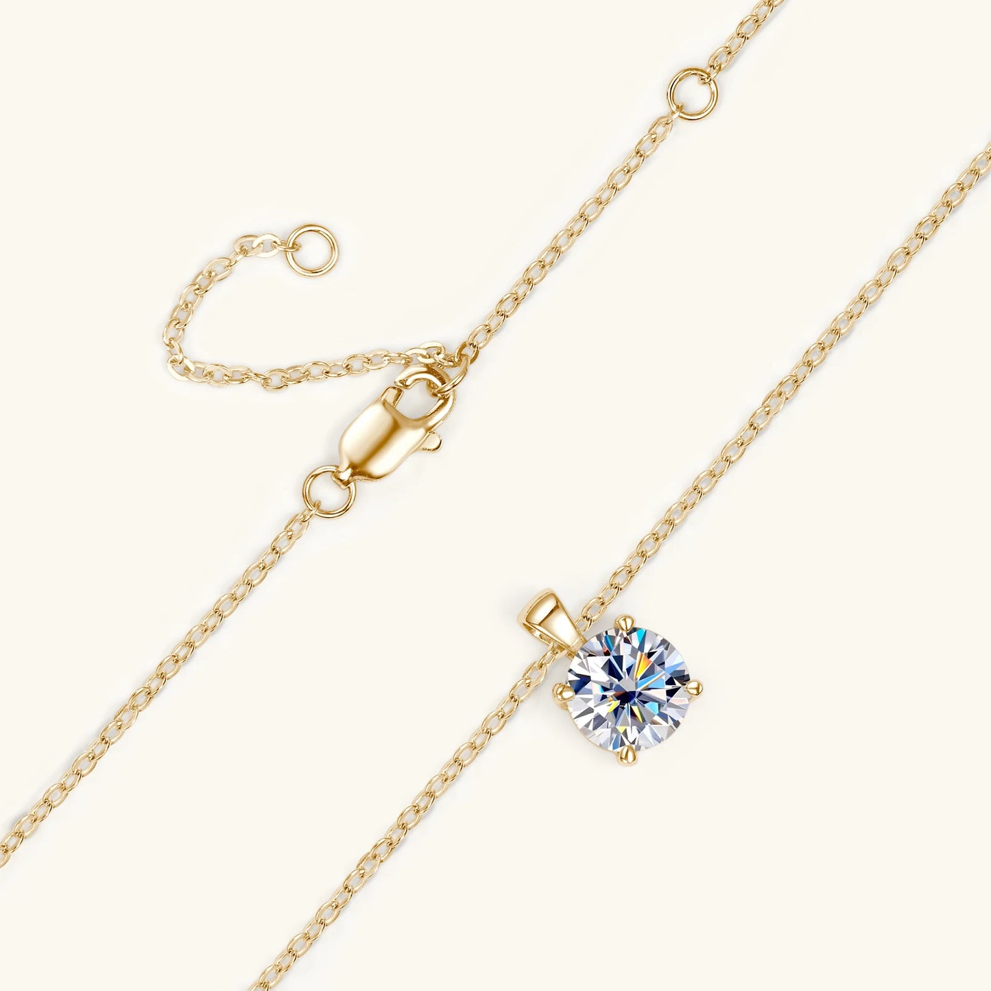Moissanite Solitaire Drop Necklaces 18k Gold Plated Pendant Original Silver Chain