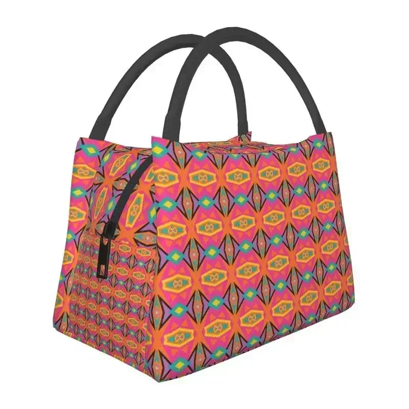 Ankara Print Insulated Lunch Bag for African Pattern Wax Design
