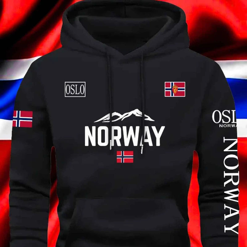 Norwegian Print Best-selling Hooded Sweatshirt Autumn Winter Daily Outdoor Warm Sportswear