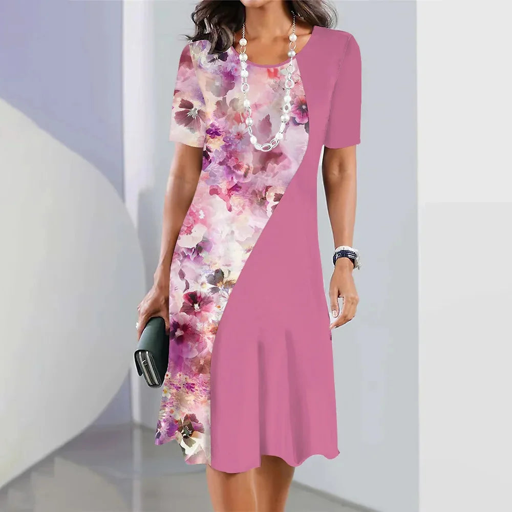 Floral Loose Vintage Sexy Elegant  Party Mid Sleeve Dress