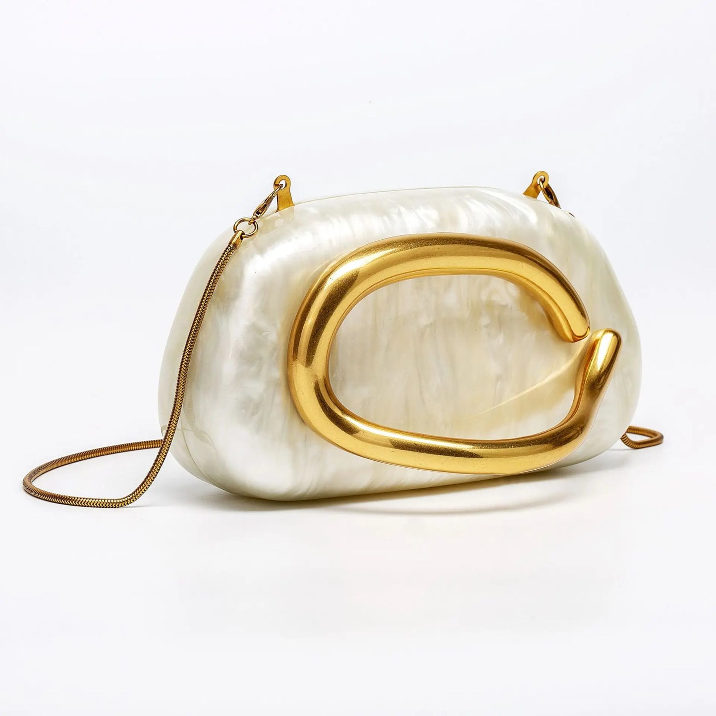 Trendy Acrylic Clutch Purses Metal Handle Purse Women's Evening Bag for Weddings Lady Parties Skin-Touch Coating Handbag