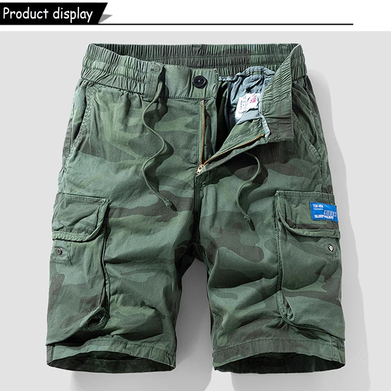 Outdoor Leisure Camouflage Comfortable Shorts For Men Elastic Waist Loose Straight High-Quality