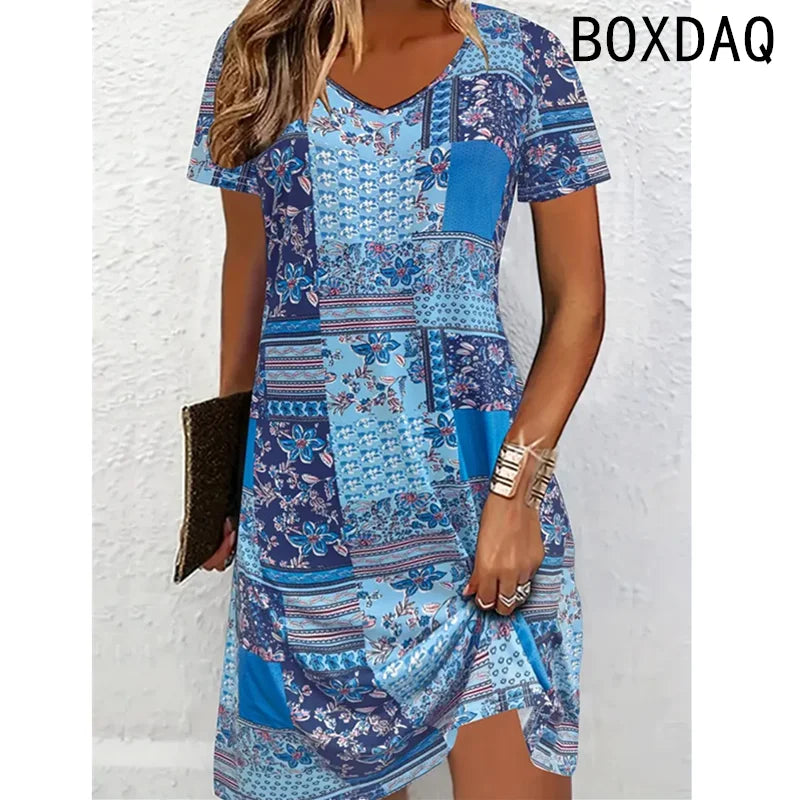 Short Sleeve O-Neck Elegant Vintage Dress