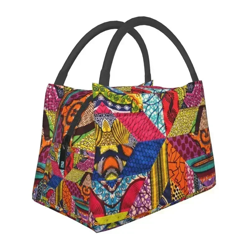 Ankara Print Insulated Lunch Bag for African Pattern Wax Design
