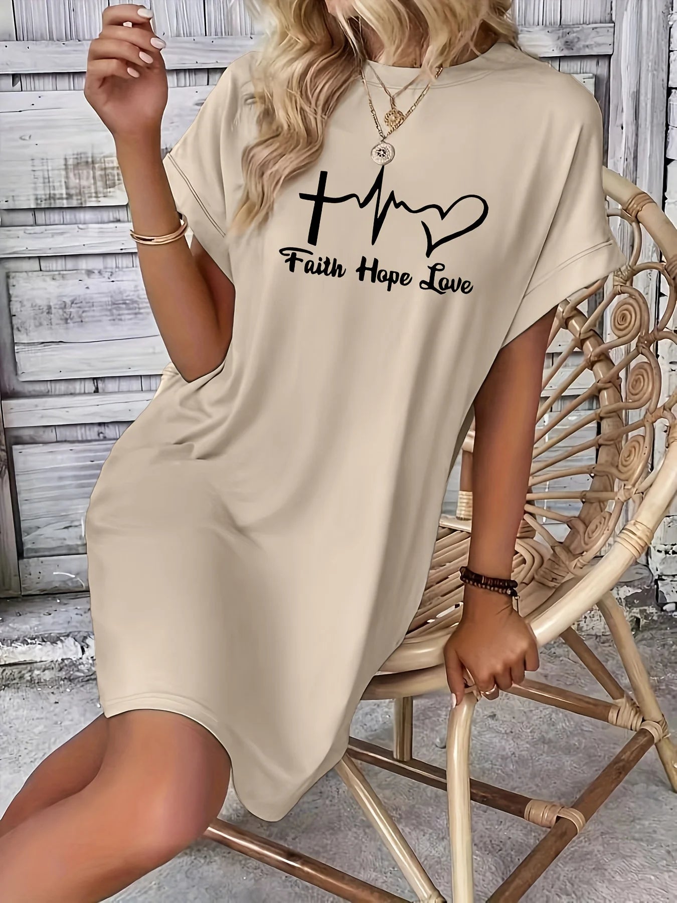 Faith hope love print Graphic Dress