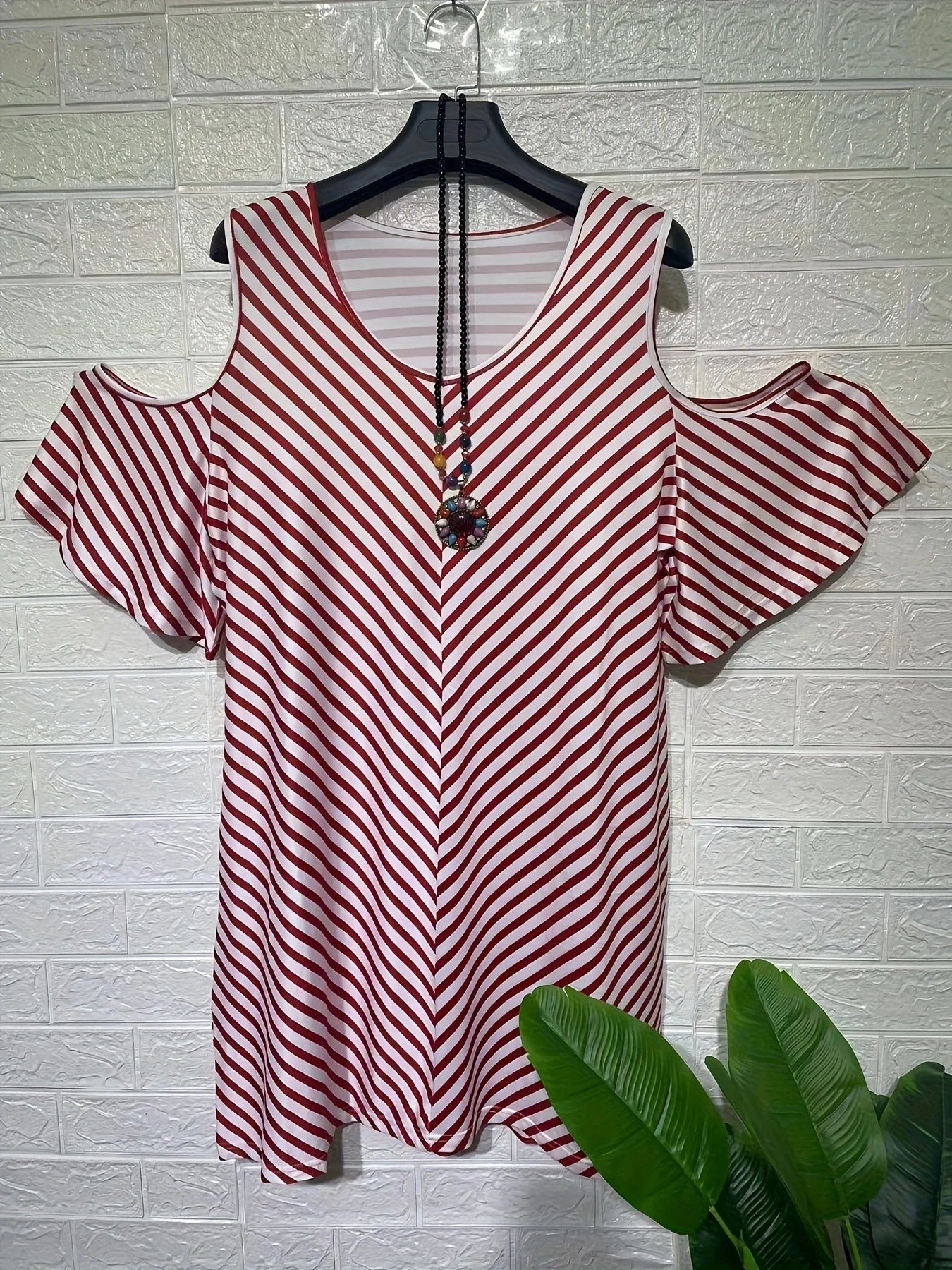 Summer Off Shoulder Short Sleeve Loose  V-Neck Mini Dress
