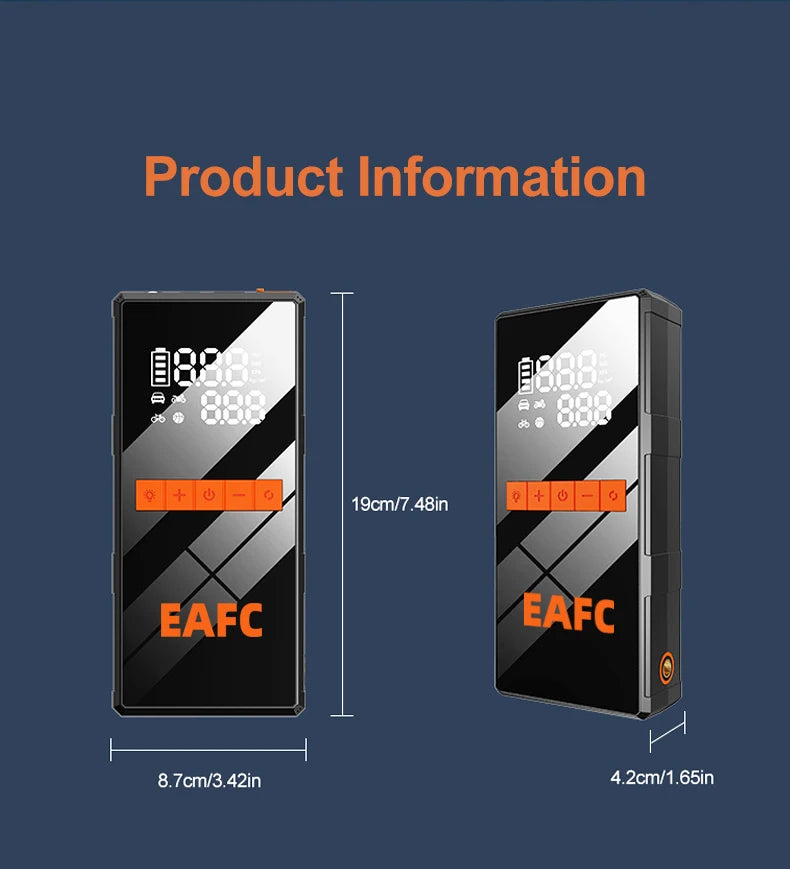 New 150PSI Air Pump Car Battery Emergency Boosters 1200A Car Jump Starter Power Bank Portable Starting Device Car Starter