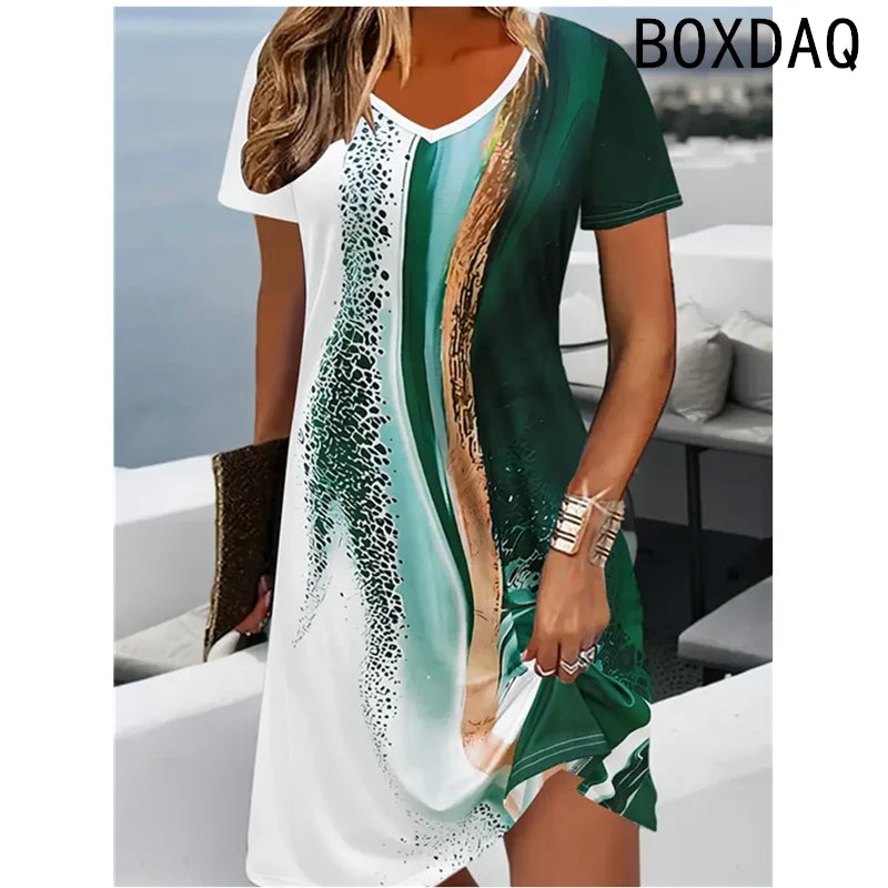 Short Sleeve O-Neck Elegant Vintage Dress