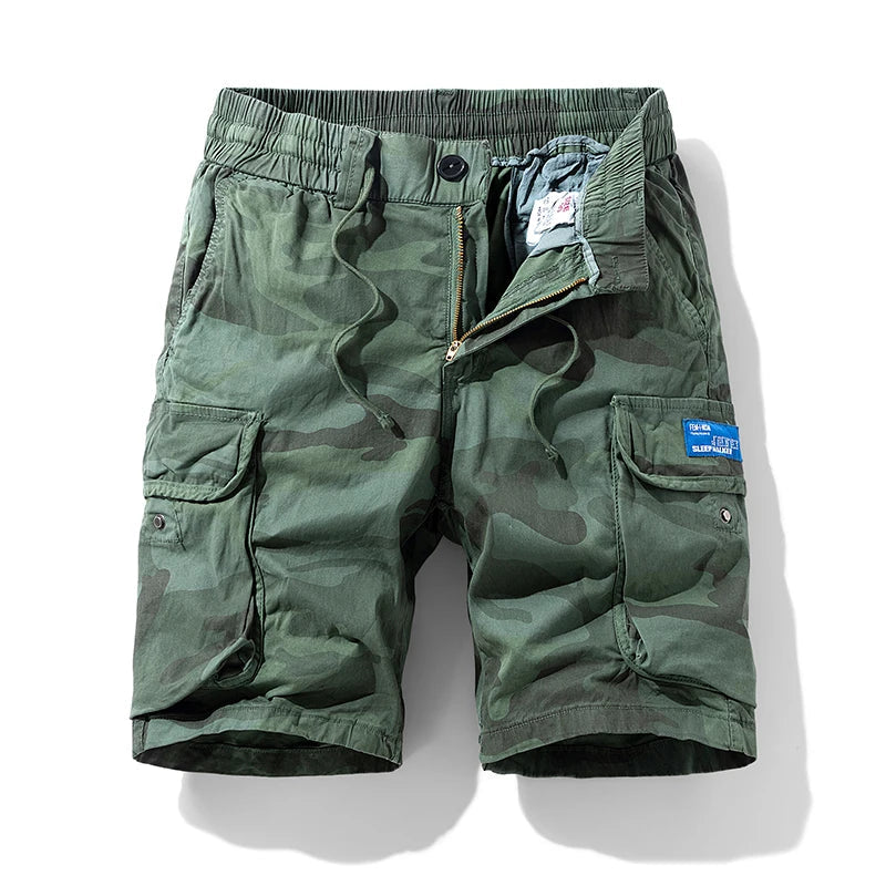 Outdoor Leisure Camouflage Comfortable Shorts For Men Elastic Waist Loose Straight High-Quality