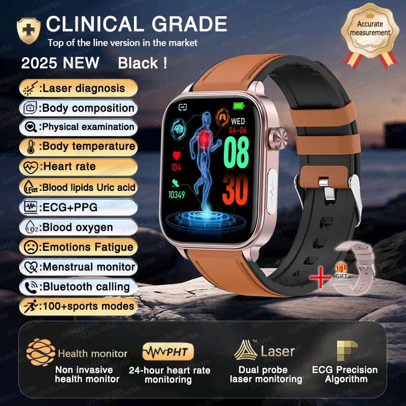 New ECG+PPG AI Health Diagnose Smart Watch Men And Women, Blood Lipid BP Uric Acid Heart rate Tracker