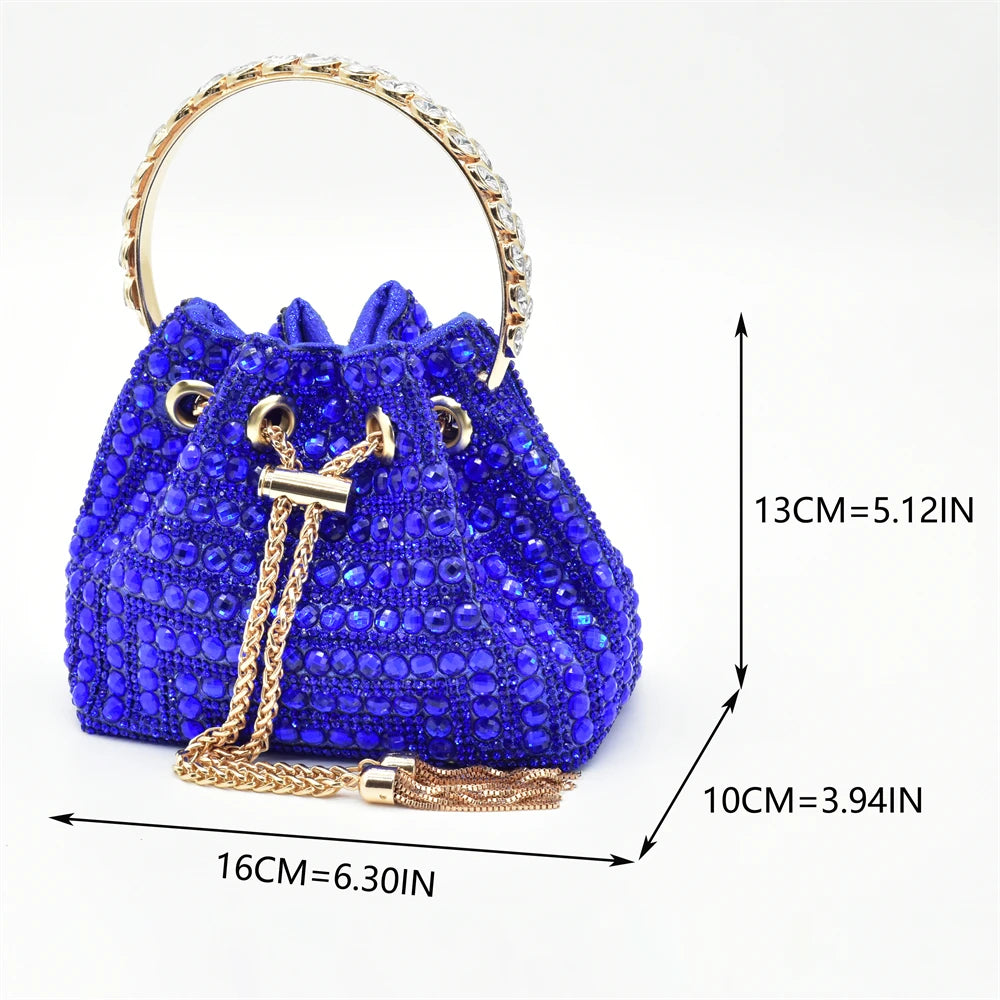 Italian Shoes with Matching Bags Set Decorated with Rhinestone