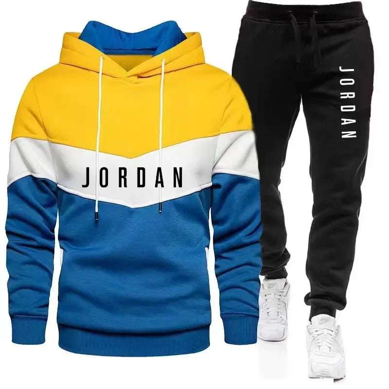 Jogging Sportswear Set Hoodie Sweatpants Rubberized Jacket Fashion Sports Winter Warm 2 Piece Set