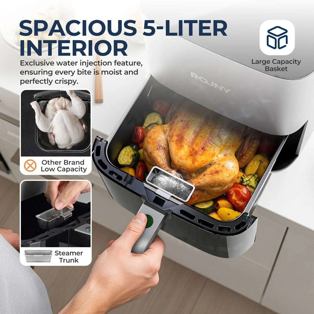 Air Fryer 5L, Electric Hot Fryer Oven Oilless Cooker with Touch Control & Nonstick Basket & Visible Window