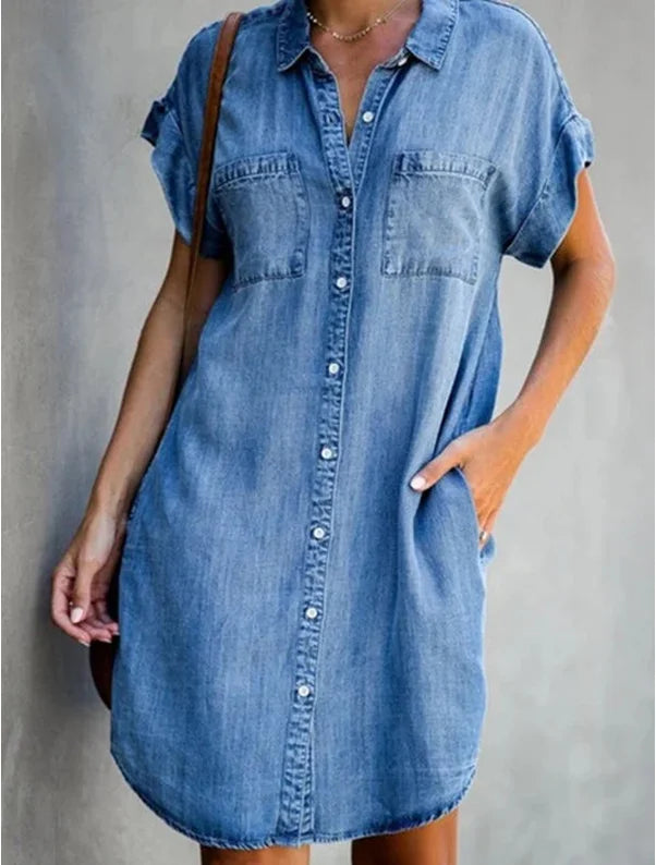 Summer Simple  Female Office Denim Short Skirt