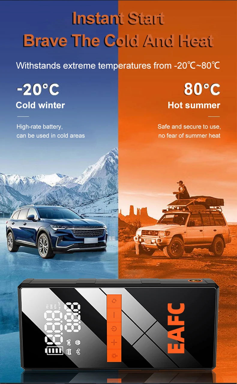 New 150PSI Air Pump Car Battery Emergency Boosters 1200A Car Jump Starter Power Bank Portable Starting Device Car Starter