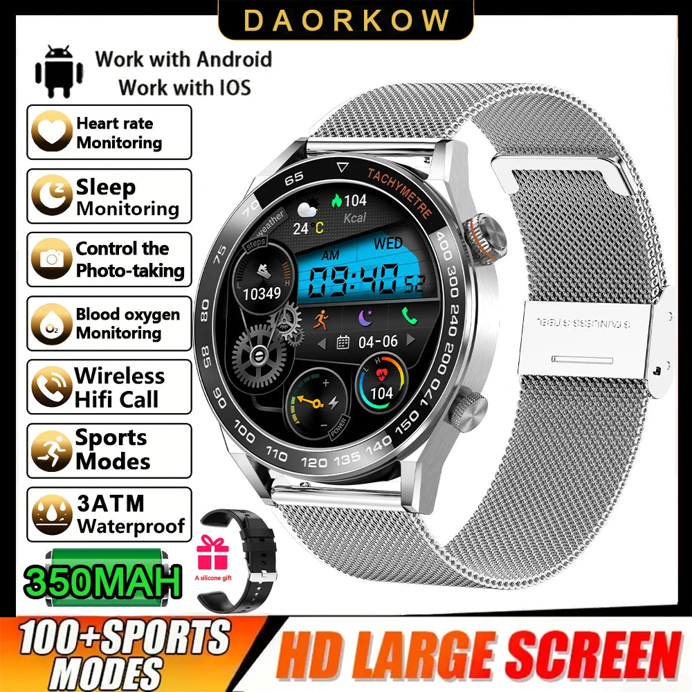 2026 New Smart Watch Men 1.5 inch Bluetooth Call Heart Rate Health 107+ Sports Fitness Watch Waterproof Business Man Smartwatch