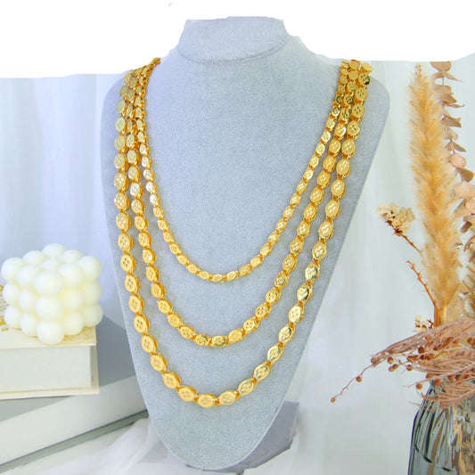 Luxury Long Necklace 50/100cm 24k Gold Plated Islamic Turkish Jewelry