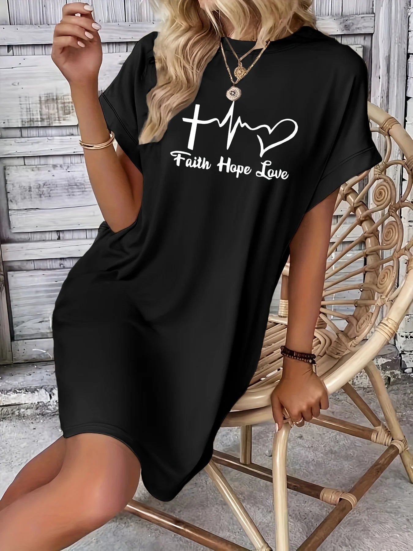 Faith hope love print Graphic Dress