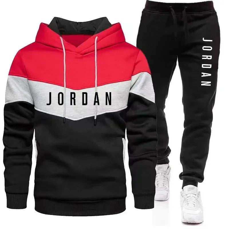 Jogging Sportswear Set Hoodie Sweatpants Rubberized Jacket Fashion Sports Winter Warm 2 Piece Set