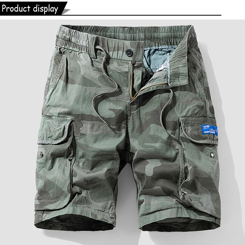 Outdoor Leisure Camouflage Comfortable Shorts For Men Elastic Waist Loose Straight High-Quality